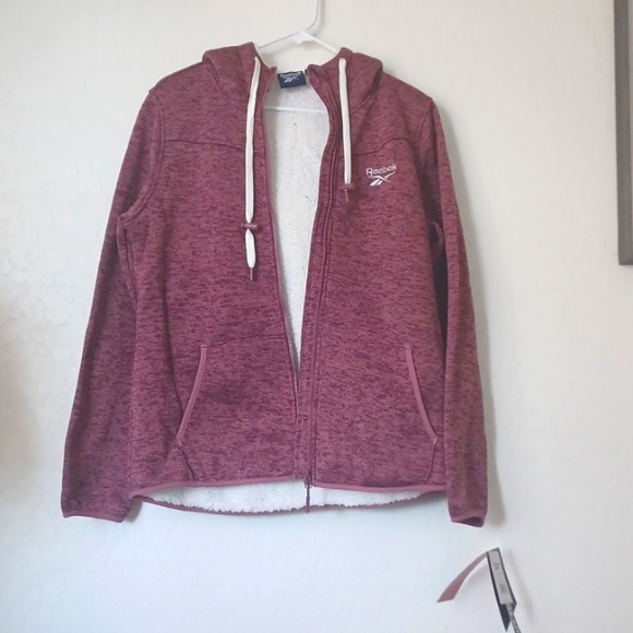NWT Reebok Faux Fur Fleece Dusty Rose Womans Jacket Size Medium Full Zip Up - Picture 5 of 10